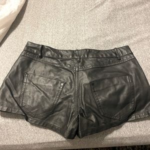 Black leather shorts